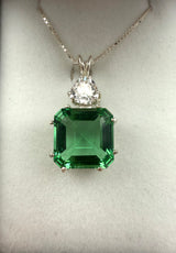 Tibetan Green Obsidian Earth Heart Crystal w/ Trillion Cut Danburite- Paul Jensen Signature Collection