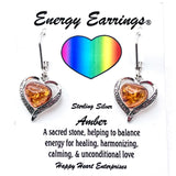 Amber Heart Energy Earrings