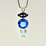 Amethyst, Siberian Blue Quartz Mini Radiant Heart & Mystic Topaz Necklace- Paul Jensen Signature Collection