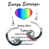 Blue Topaz Crescent Moon Energy Earrings