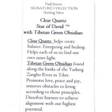 Clear Quartz Star of David w/Tibetan Green Obsidian Necklace- Paul Jensen Signature Collection