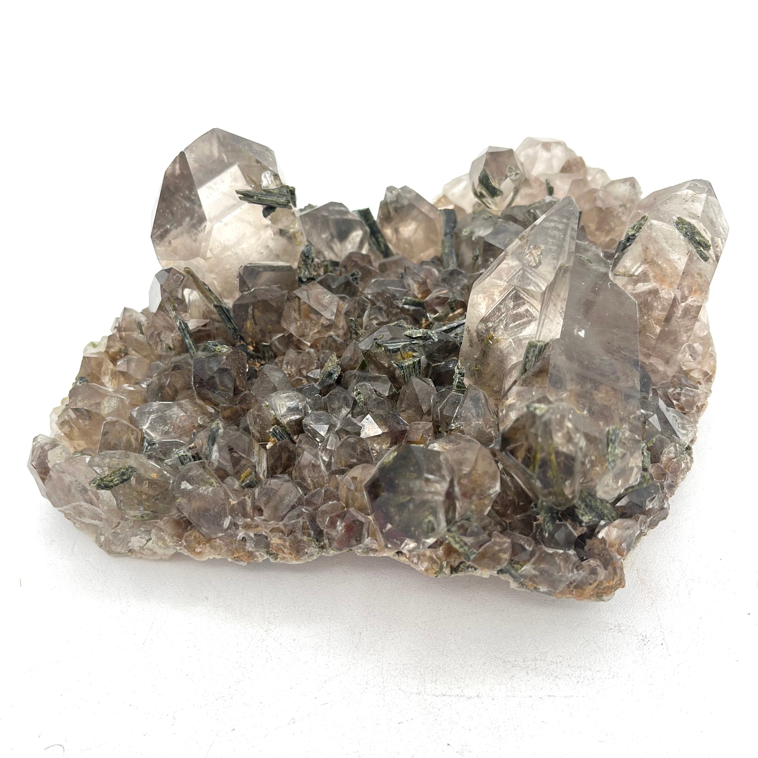 Smoky Quartz Cluster with Epidote