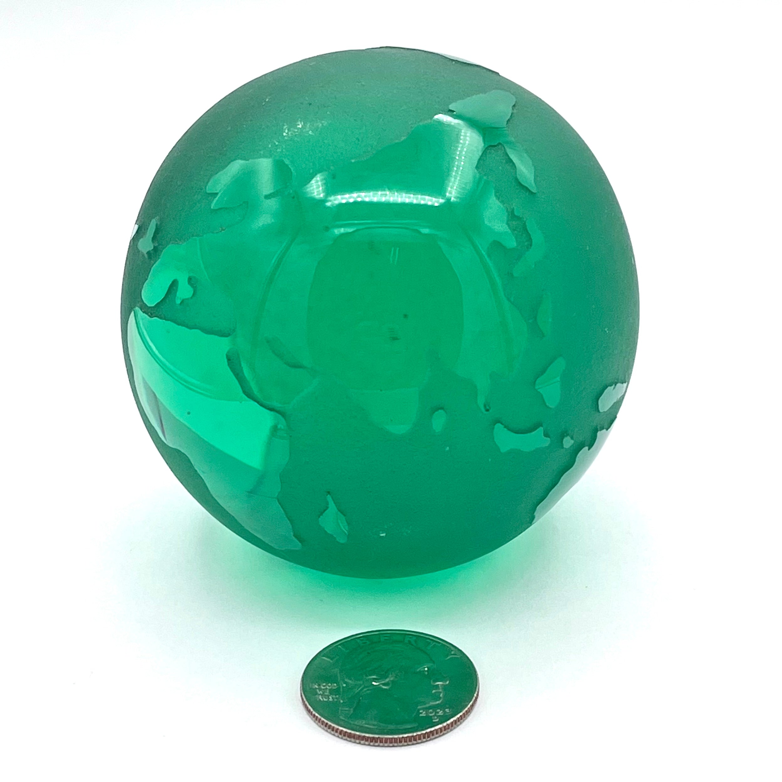 Emerald Green Glass 3” World Sphere