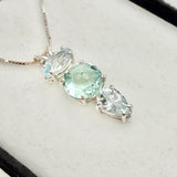 Colombian Obsidian Mini Radiant Heart w/ Blue Topaz & Aquamarine Necklace- Paul Jensen Signature Collection
