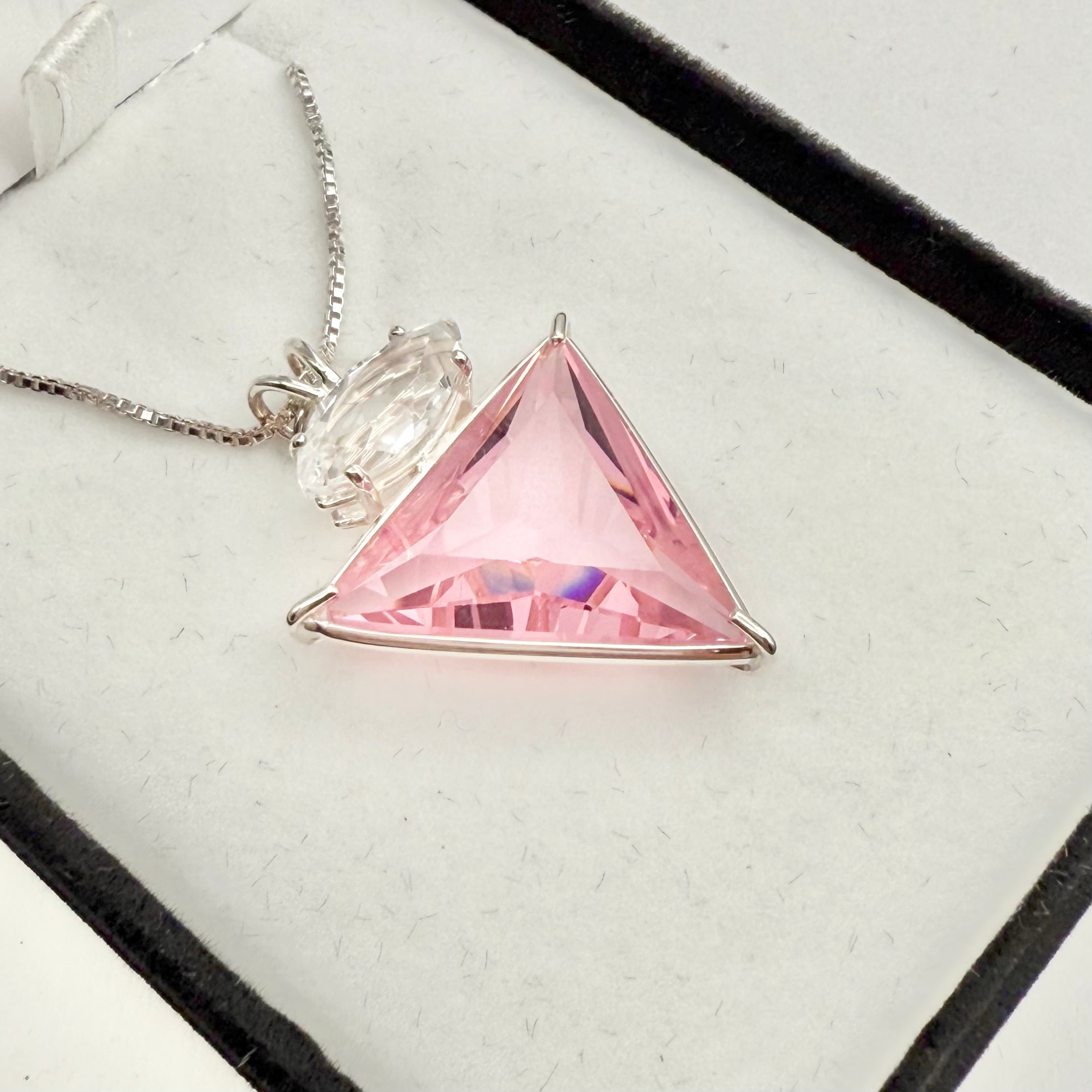 Pink Garnet Angelic Star w/ Marquis Cut Clear Quartz Necklace- Paul Jensen Signature Collection