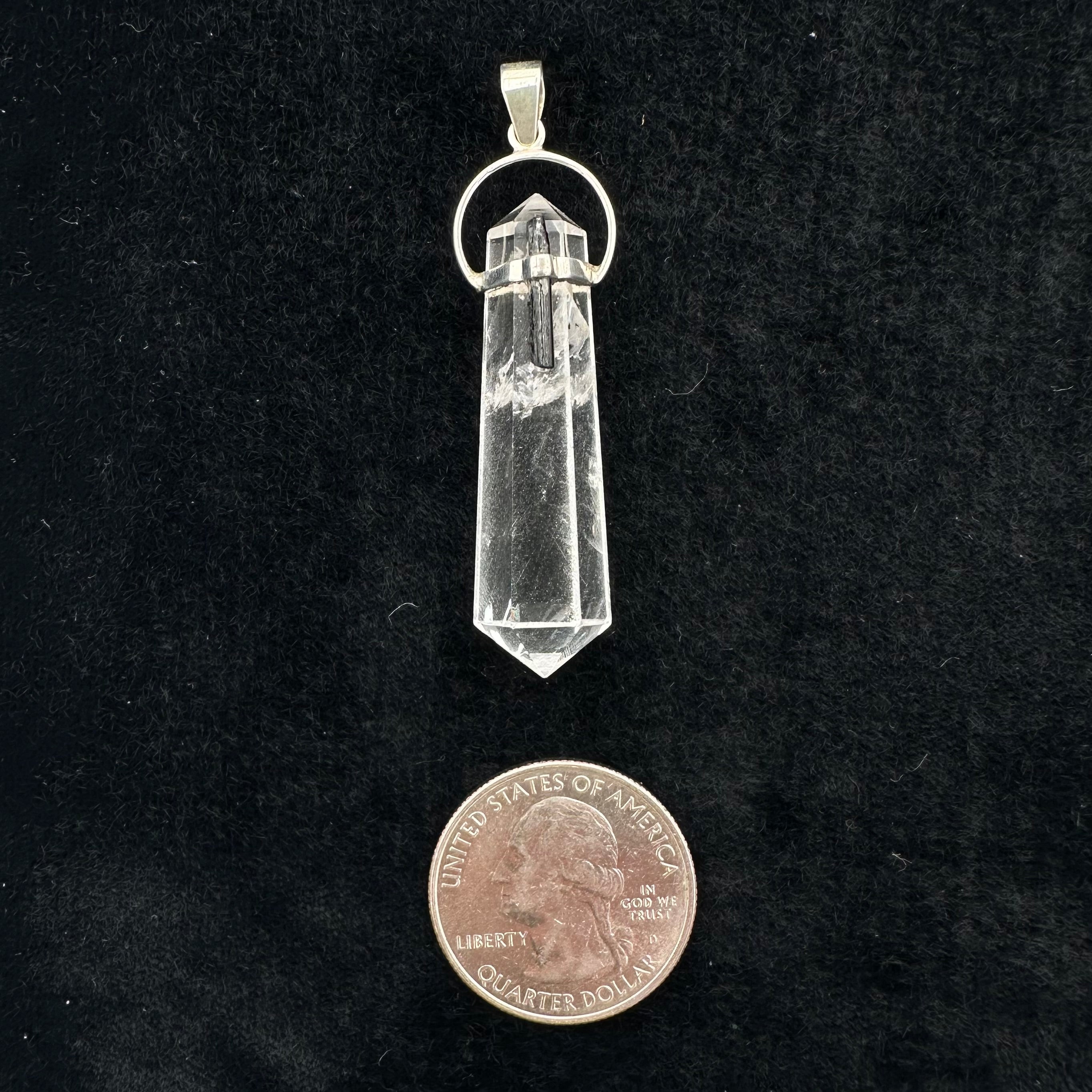 Quartz with Tourmaline Pendant