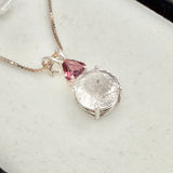 Danburite Mini Radiant Heart w/ Trillion Cut Pink Tourmaline Necklace- Paul Jensen Signature Collection