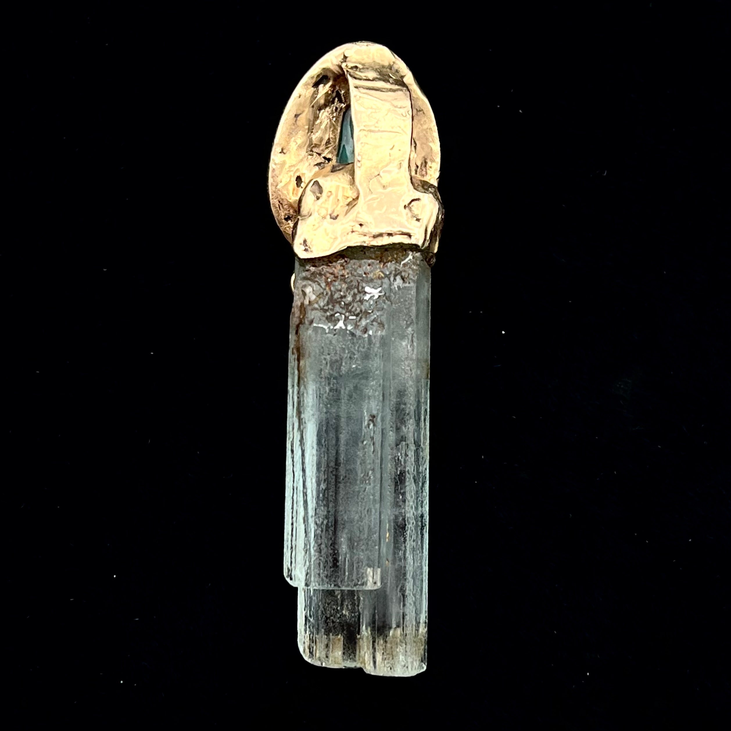 Turquoise, Natural Aquamarine & Gold Pendant- Joel Glick Exclusive Collection- #3