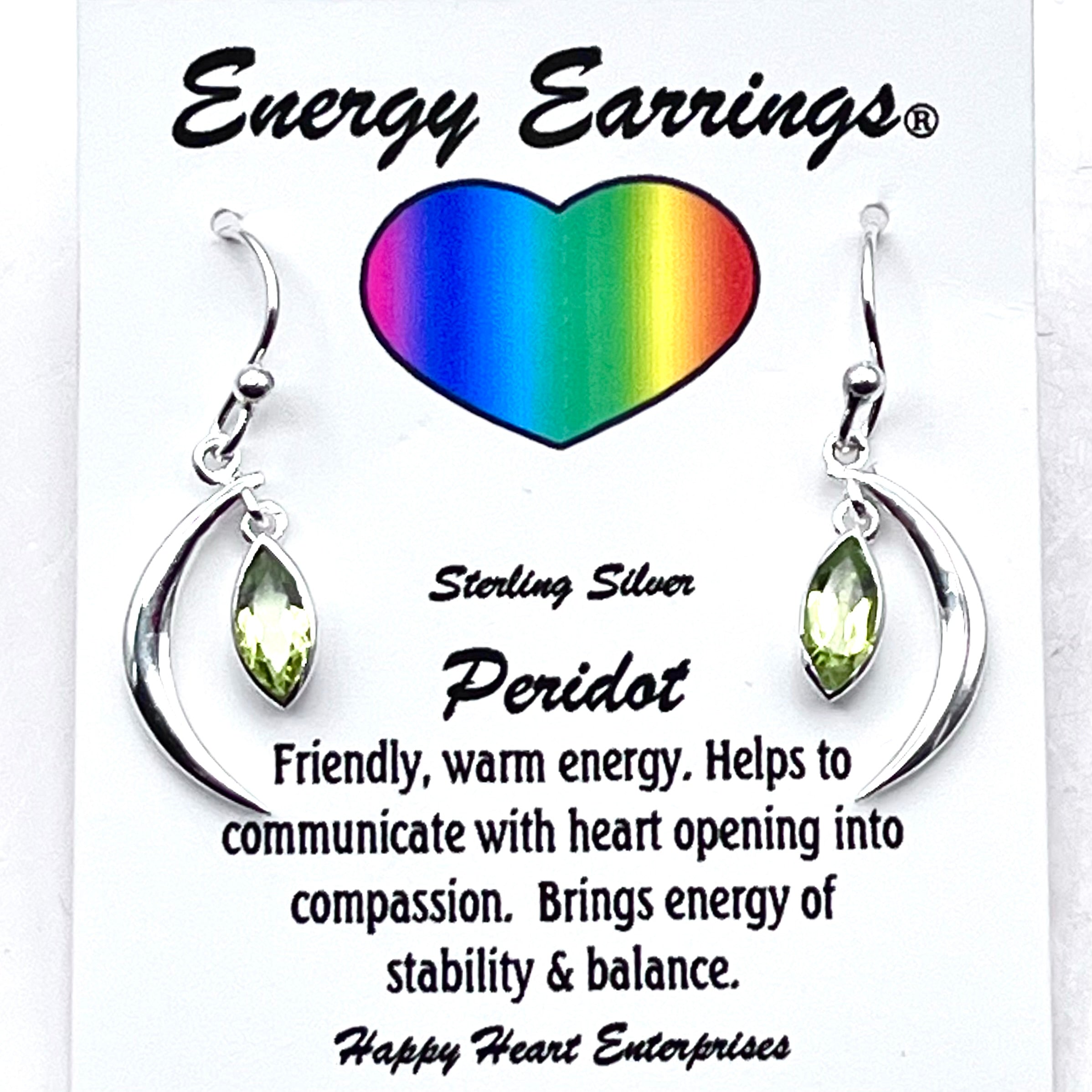 Peridot Crescent Moon Energy Earrings