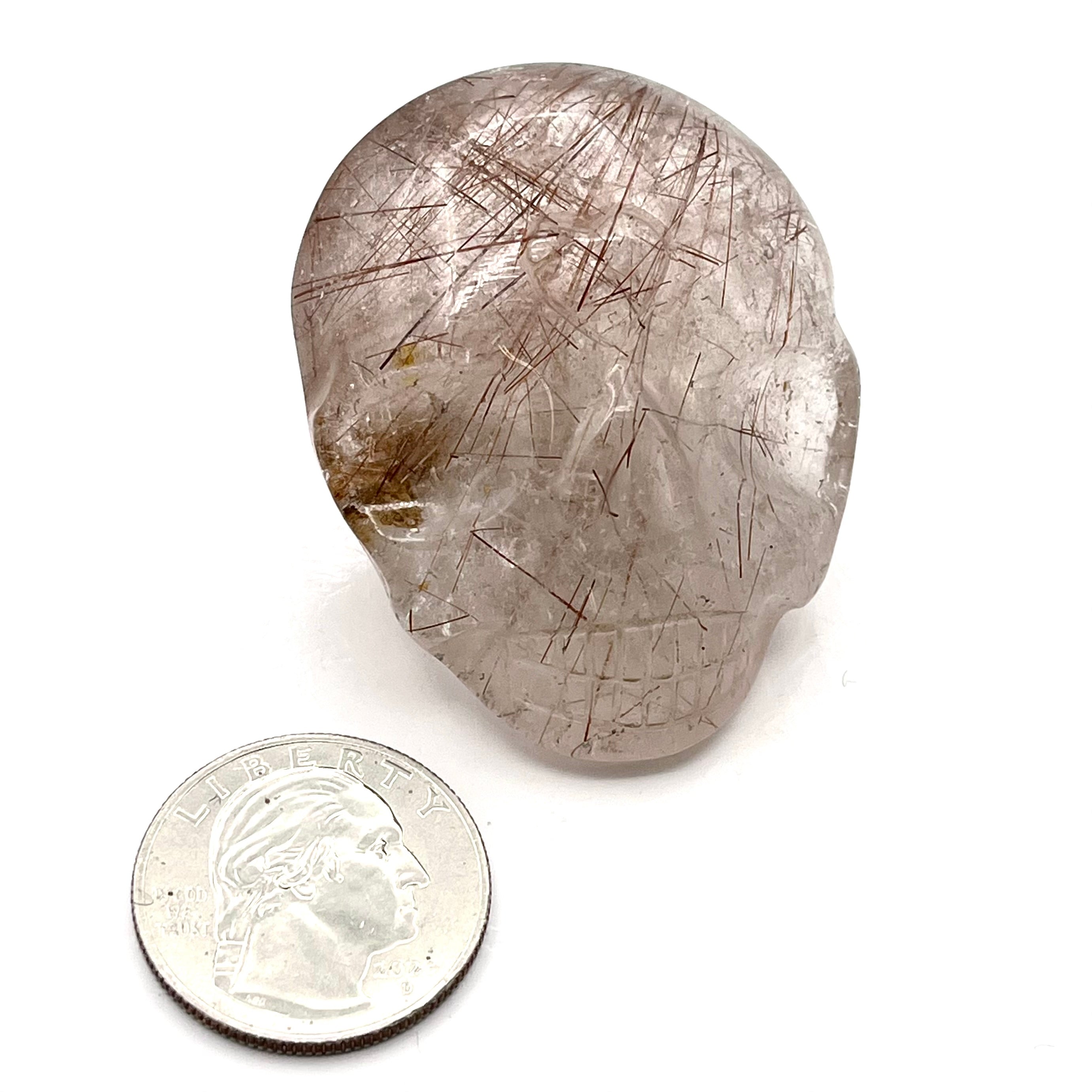 Golden Rutile Quartz Skull Palmstone