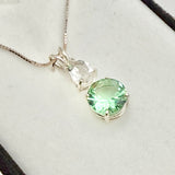 Tibetan Green Obsidian 10mm w Pear Cut Clear Quartz- Paul Jensen Signature Collection