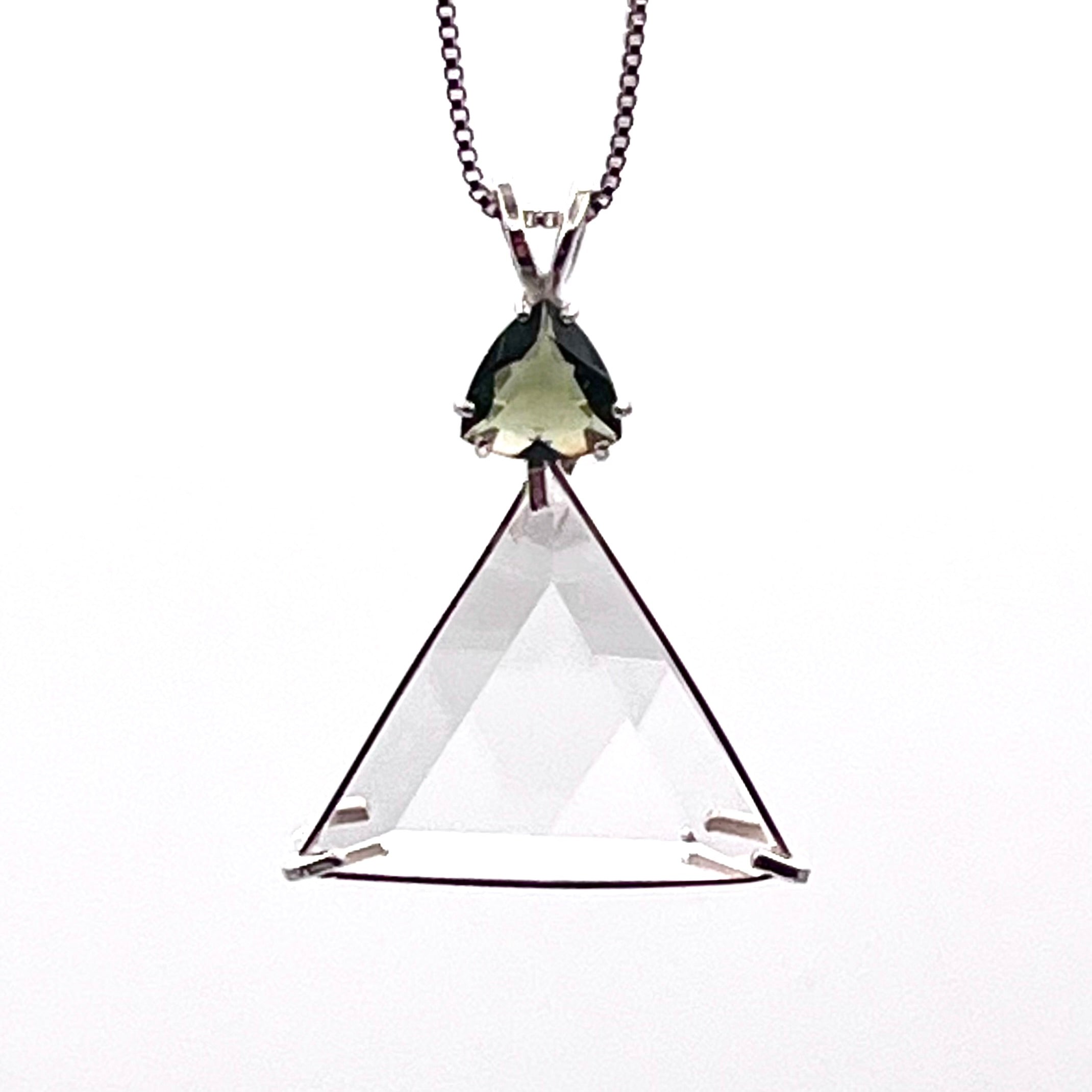 Clear Quartz Star of David w/ Moldavite Necklace- Paul Jensen Signature Collection
