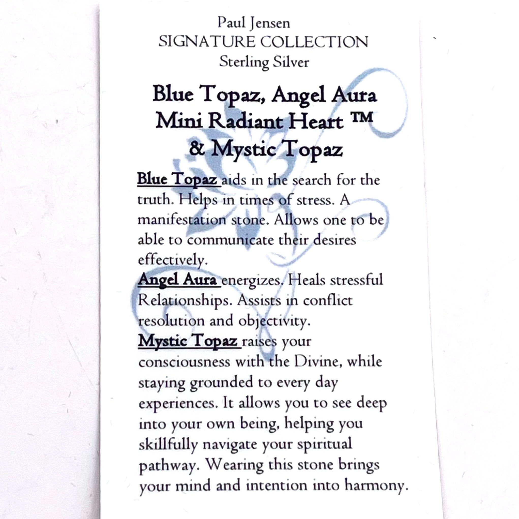 Blue Topaz, Angel Aura Mini Radiant Heart& Mystic Topaz Necklace- Paul Jensen Signature Collection