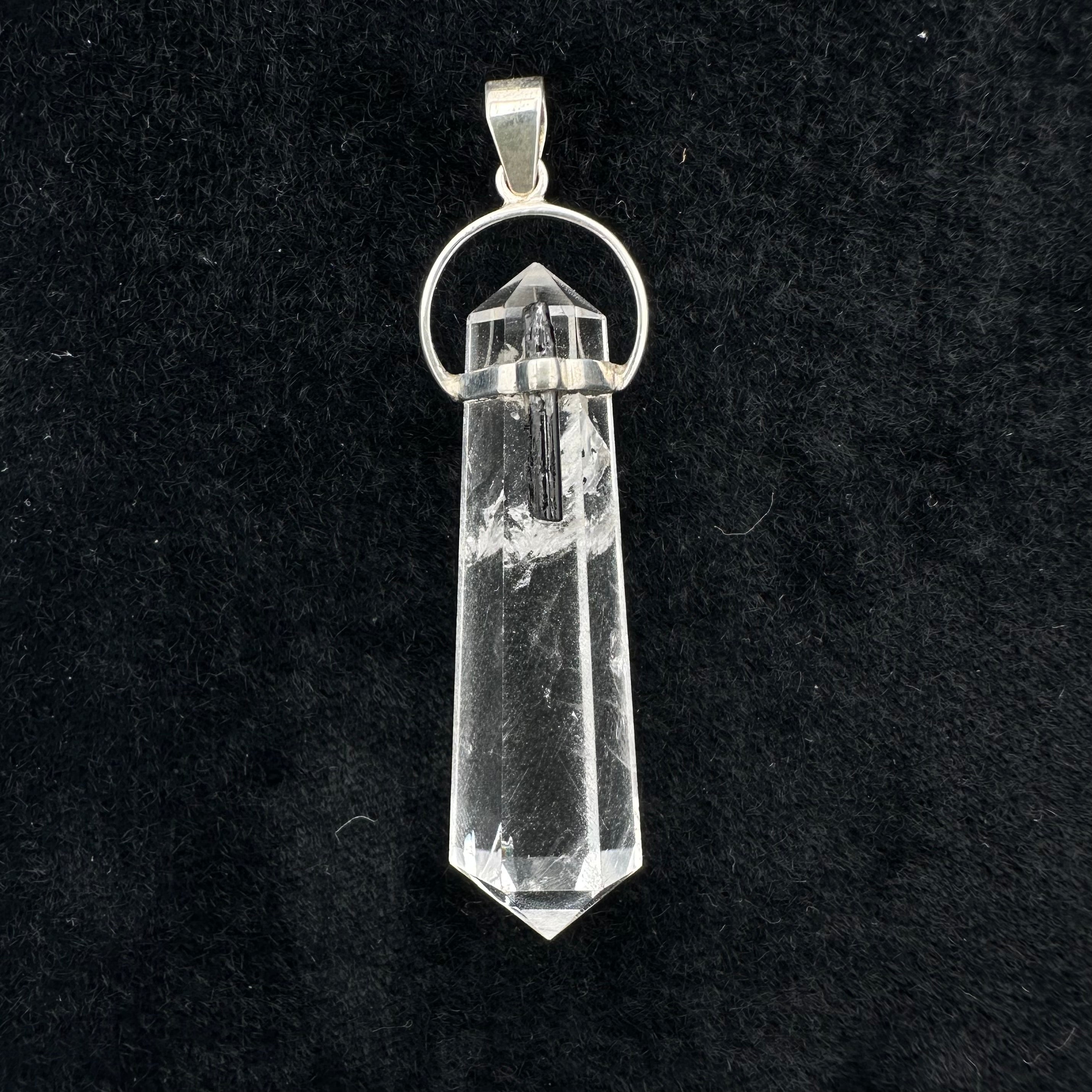 Quartz with Tourmaline Pendant