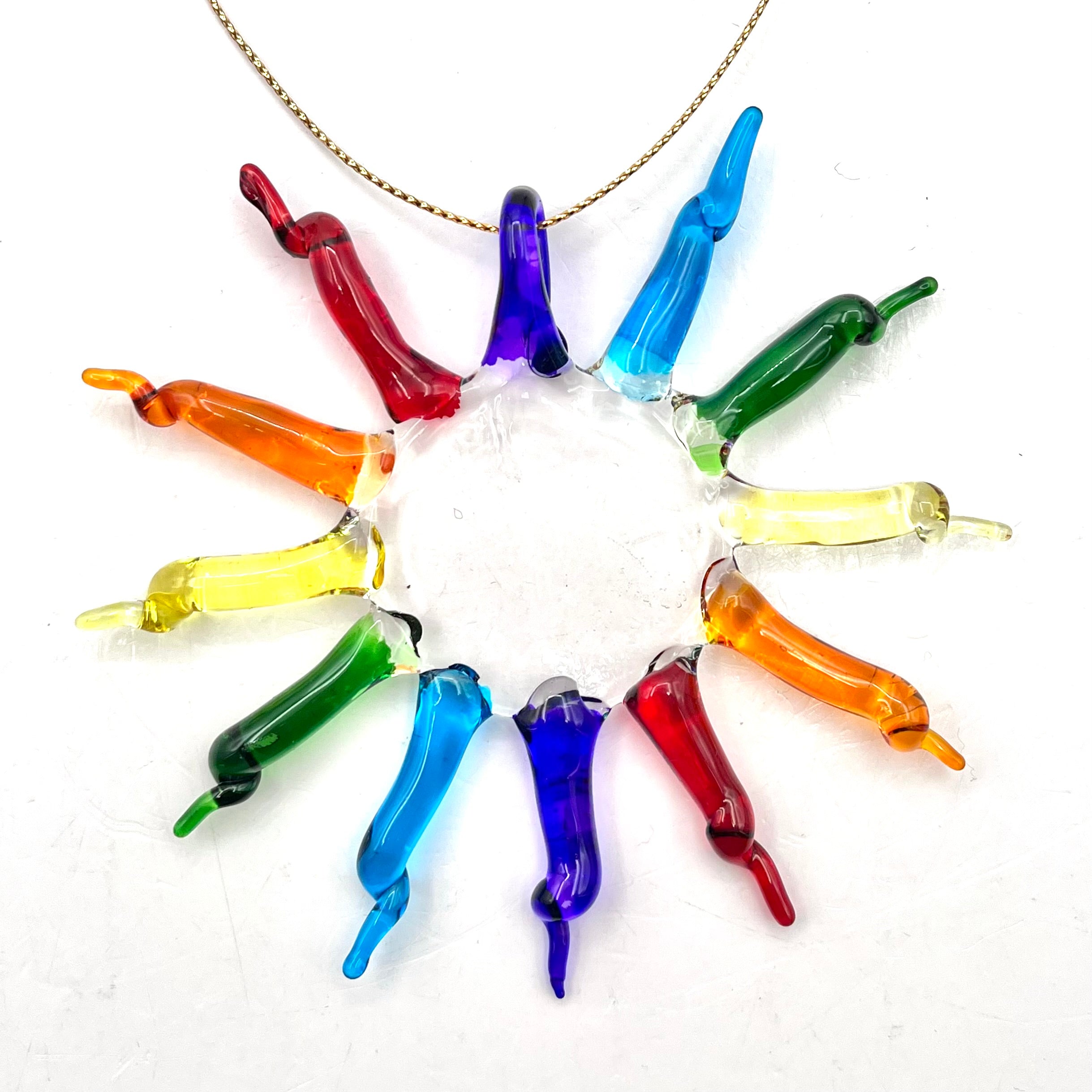 Stained Glass Rainbow Sun- From Mexico