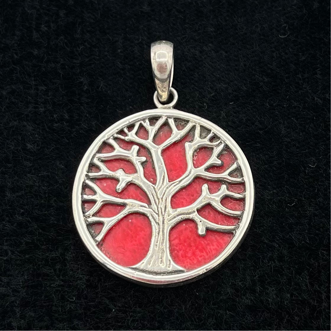 Red Tree of Life Shell Pendant