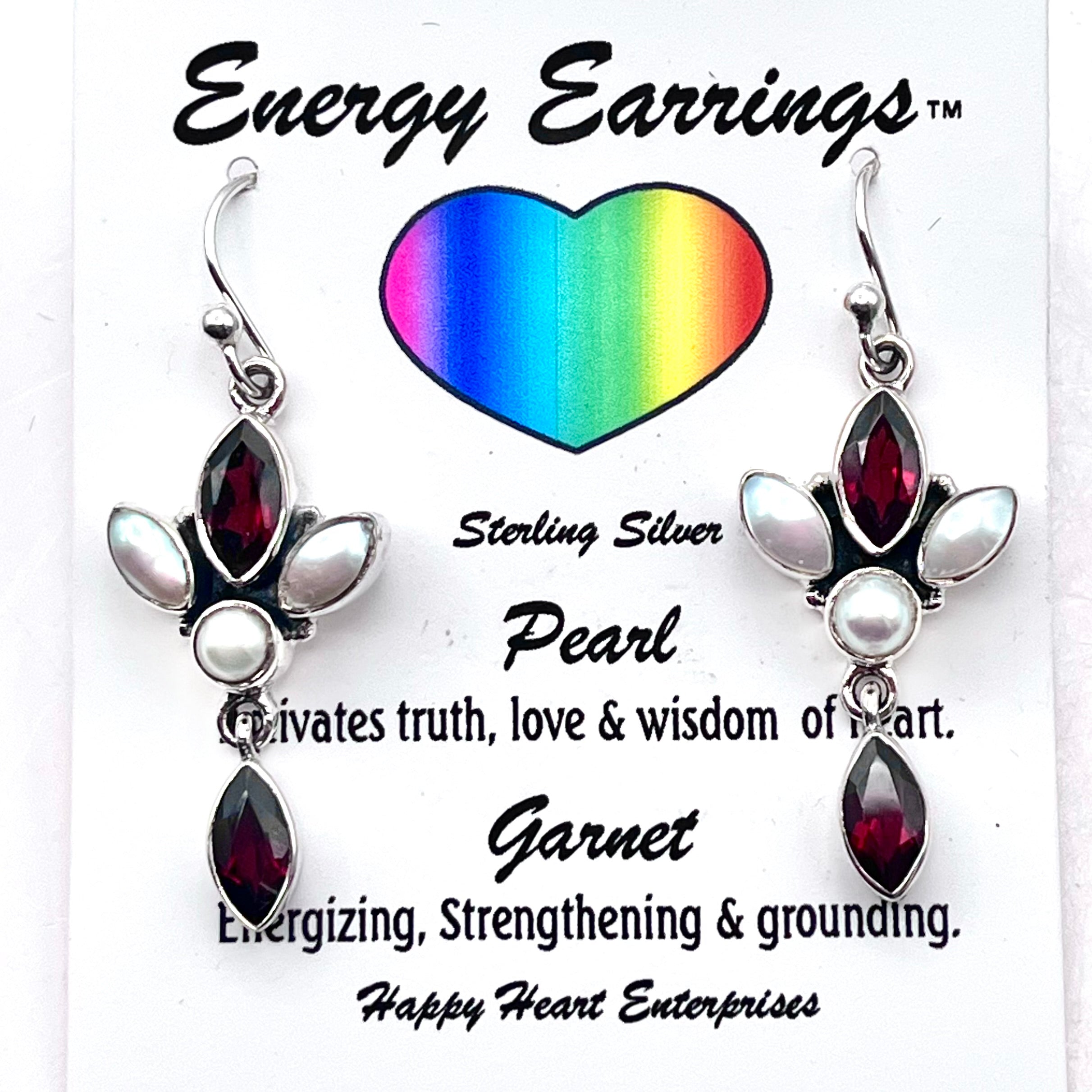 Pearl& Garnet Energy Earrings