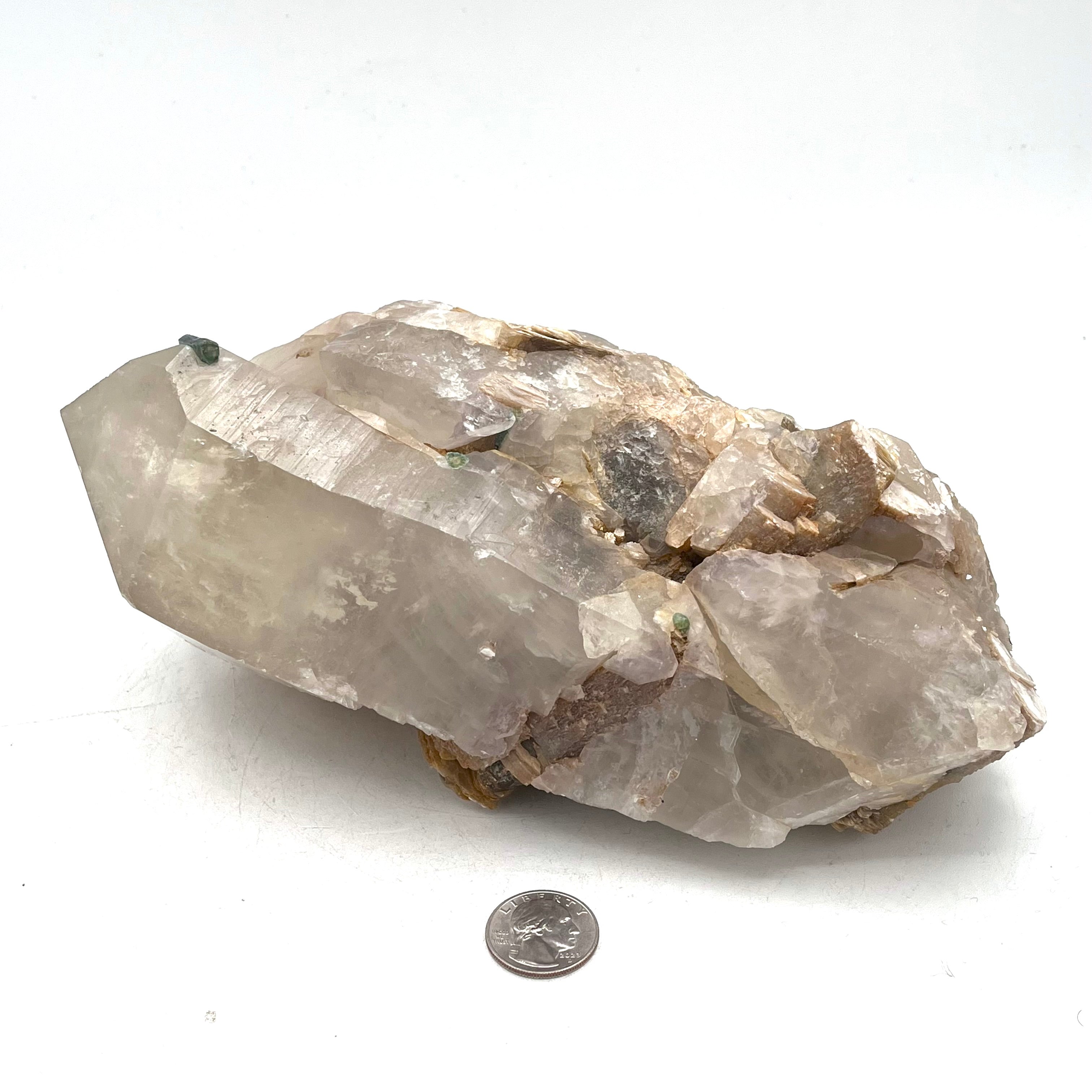 Gorgeous Quartzcite w/ Mica & Beautiful Green Tourmaline Beryl- Double Terminated
