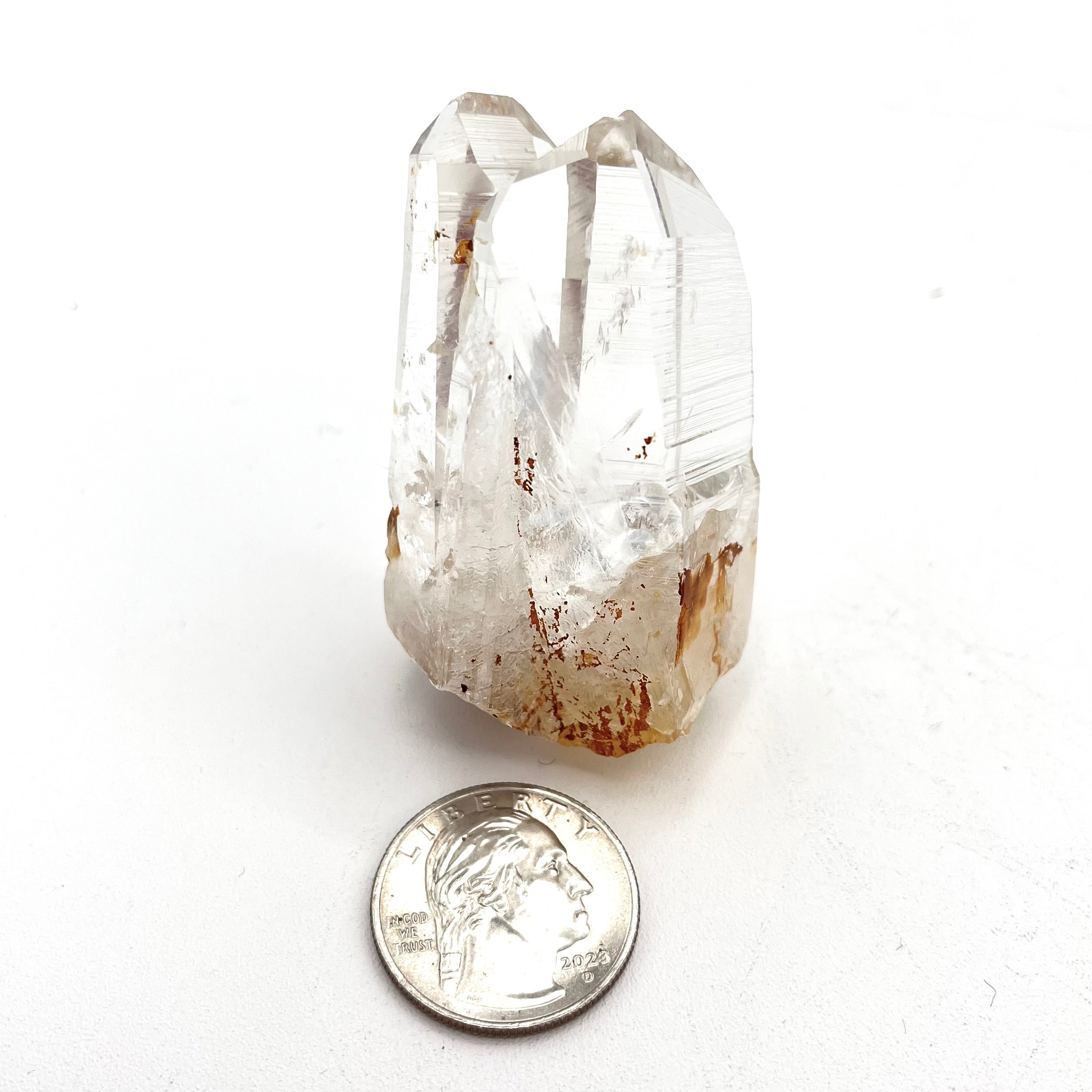 Double Twin Columbian Lemurian Points with Golden Healer Inclusion