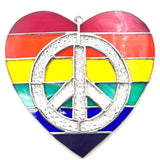 Stained Glass Peace Love Rainbow Heart