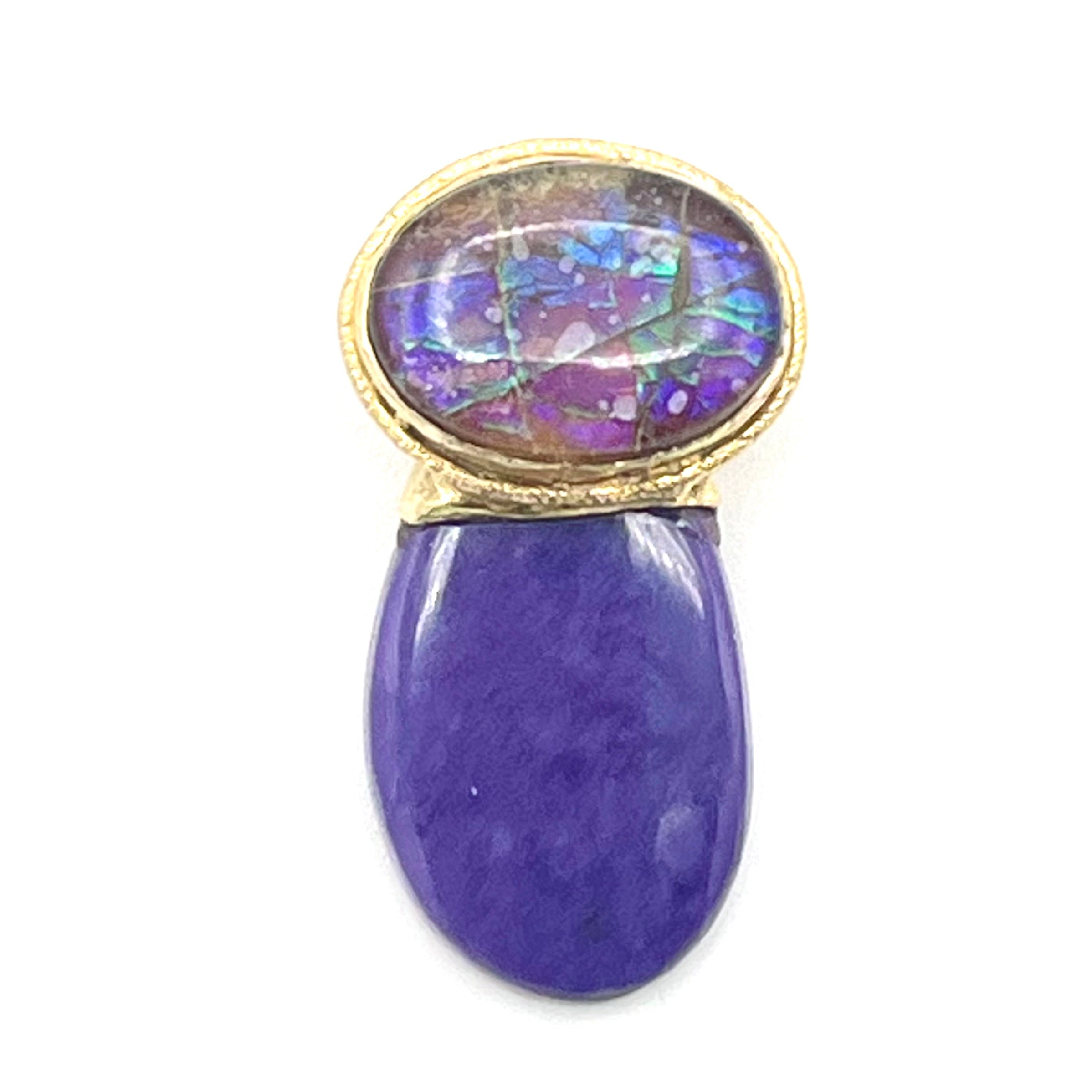 Opal, Sugilite& Gold Pendant- Joel Glick Exclusive Collection- #18