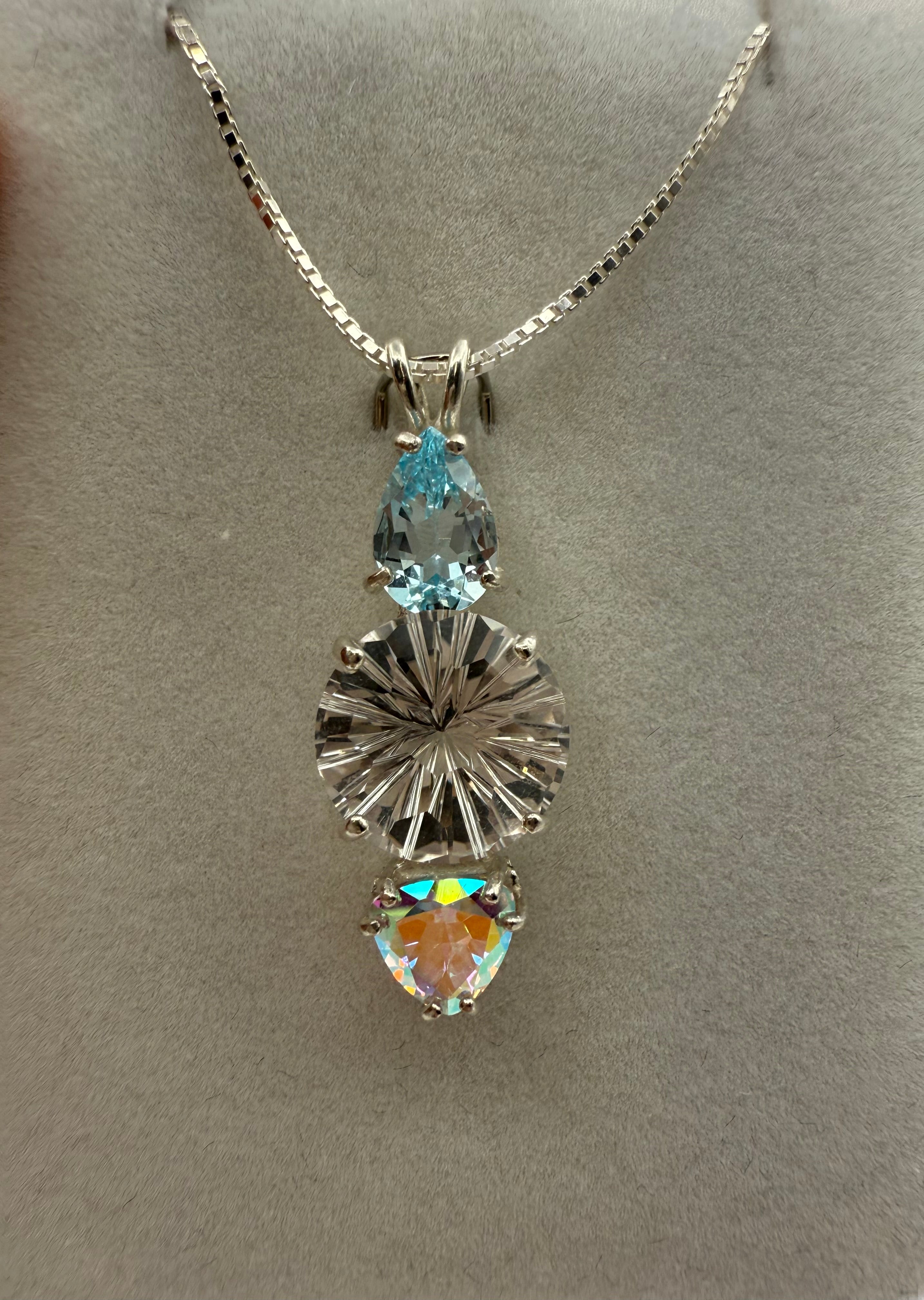 Clear Quartz Super Nova with Blue Topaz & Mystic Topaz