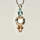 Aquamarine, Danburite Mini Radiant Heart & Morganite Necklace- Paul Jensen Signature Collection