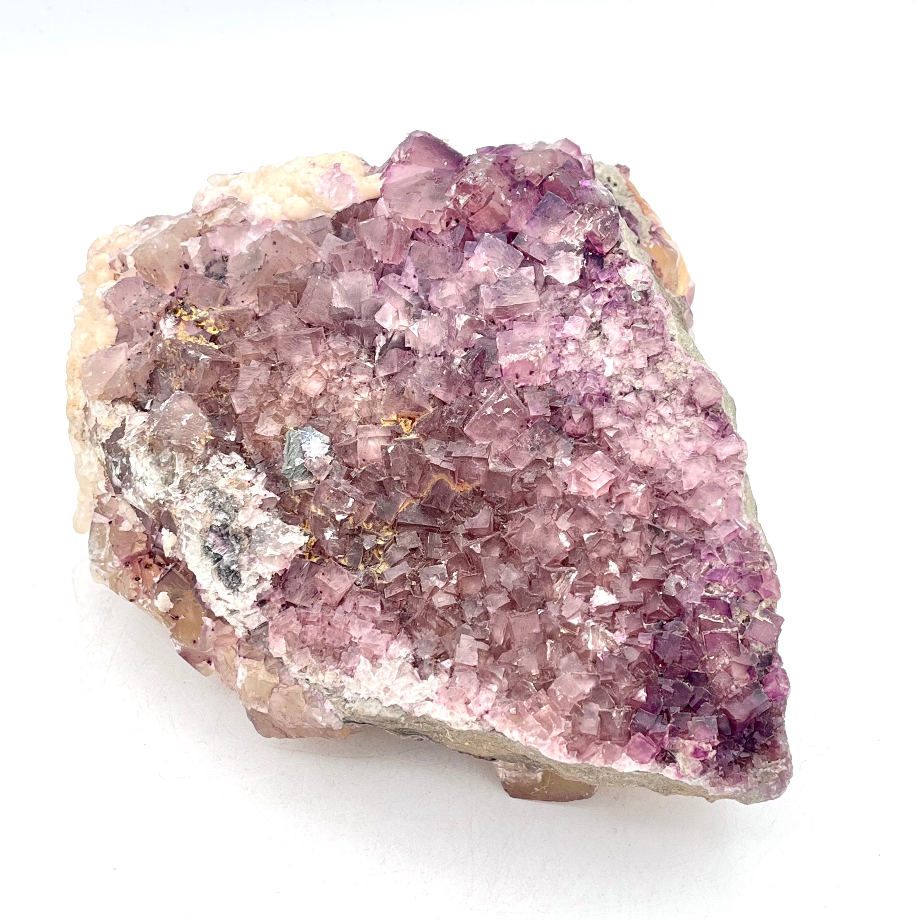 Exquisite, Rare Yellow Fluorite Cluster w/ Purple Fluorite