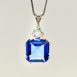Siberian Blue Quartz Earth Heart Crystal w/ Trillion Cut Mystic Topaz Necklace- Paul Jensen Signature Collection