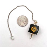 Black Tourmaline Sacred Geometry w/ Reiki Symbol Pendulum
