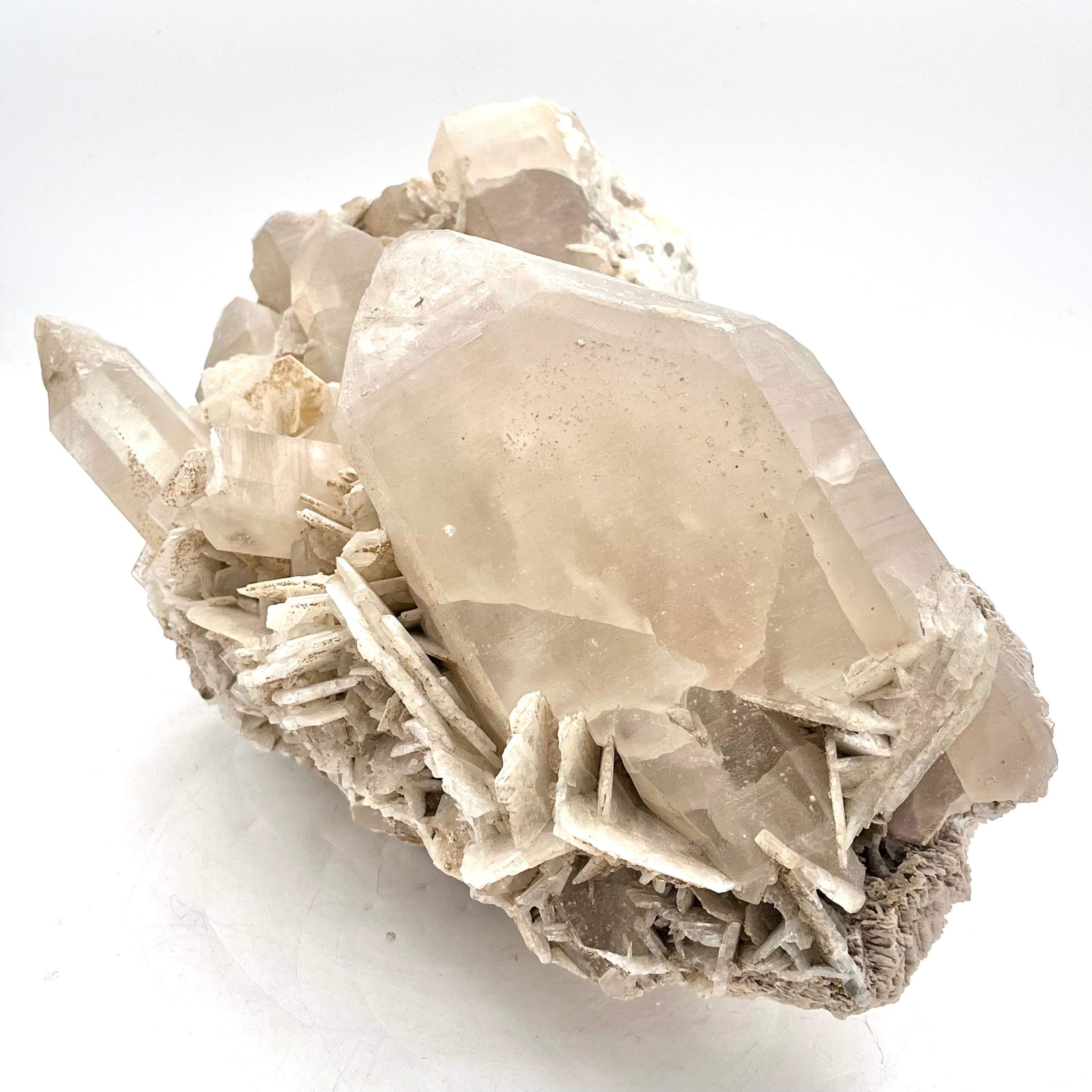 Beautiful Quartzcite Cluster, Angel Wing Formation Selenite in Feldspar/ Potassium Matrix