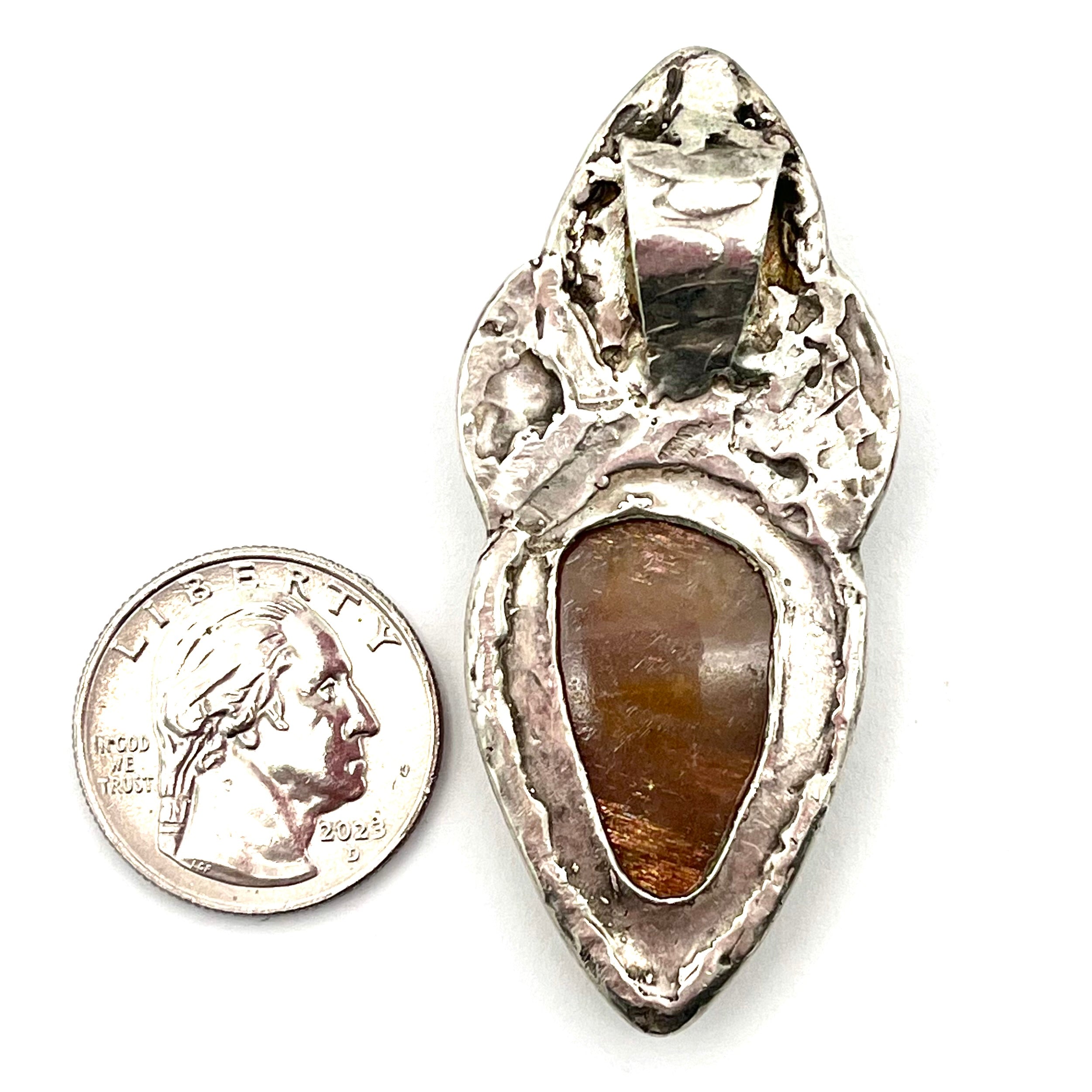 Sunstone, Rutilated Scenic Quartz& Silver Pendant- Joel Glick Exclusive Collection- #43