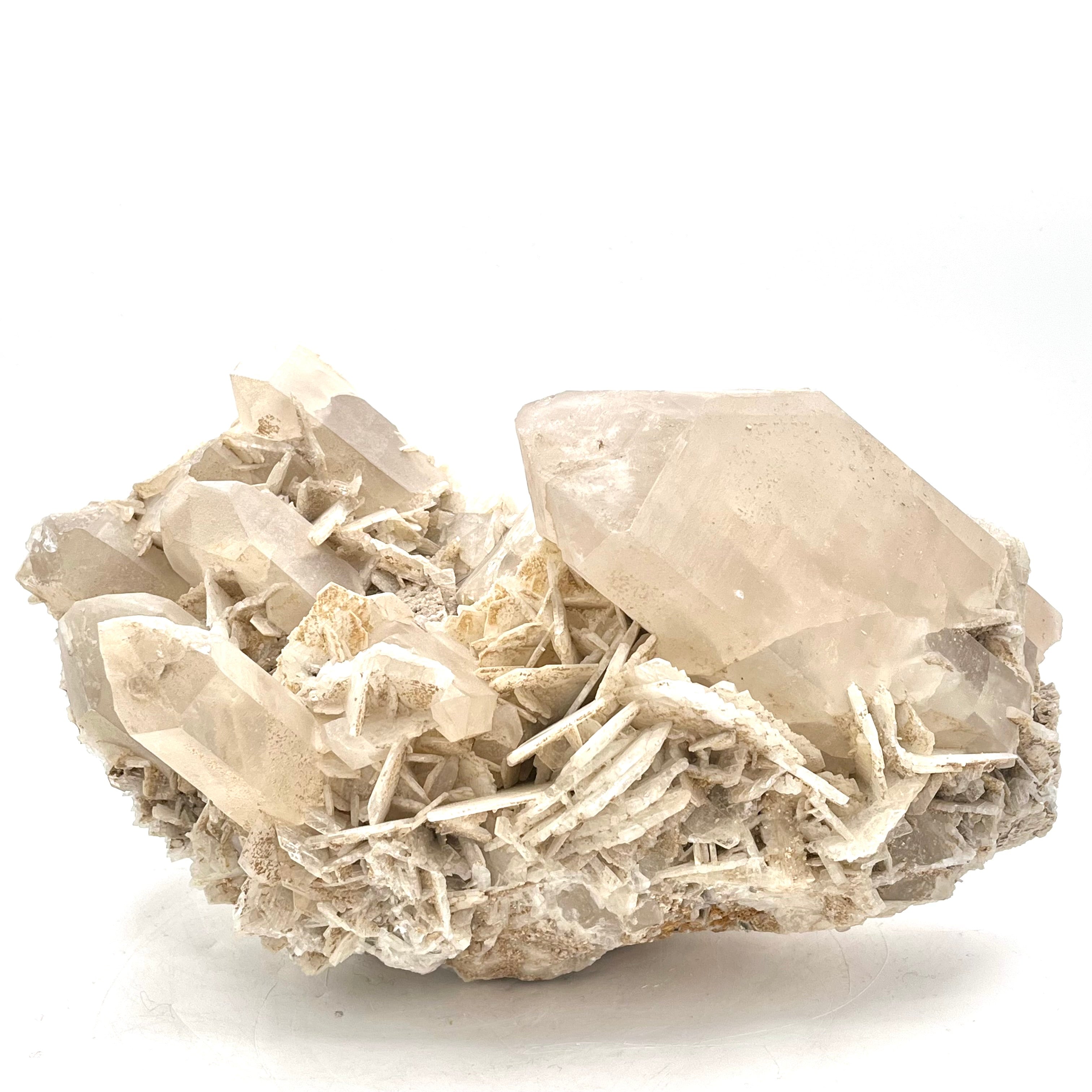 Beautiful Quartzcite Cluster, Angel Wing Formation Selenite in Feldspar/ Potassium Matrix