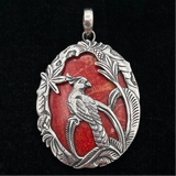 Red Tropical Bird Shell Pendant