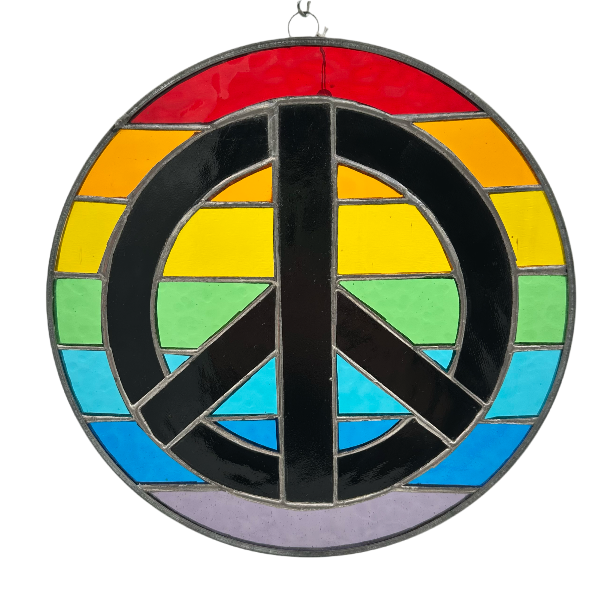 Stained Glass Rainbow Peace Sign