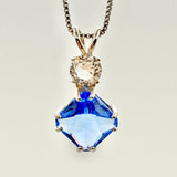 Siberian Blue Quartz Mini Magician Stone w/ Round Cut Danburite Necklace- Paul Jensen Signature Collection