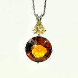 Siberian Gold Quartz Radiant Heart Crystal w Trillion Cut Golden Topaz Necklace- Paul Jensen Signature Collection