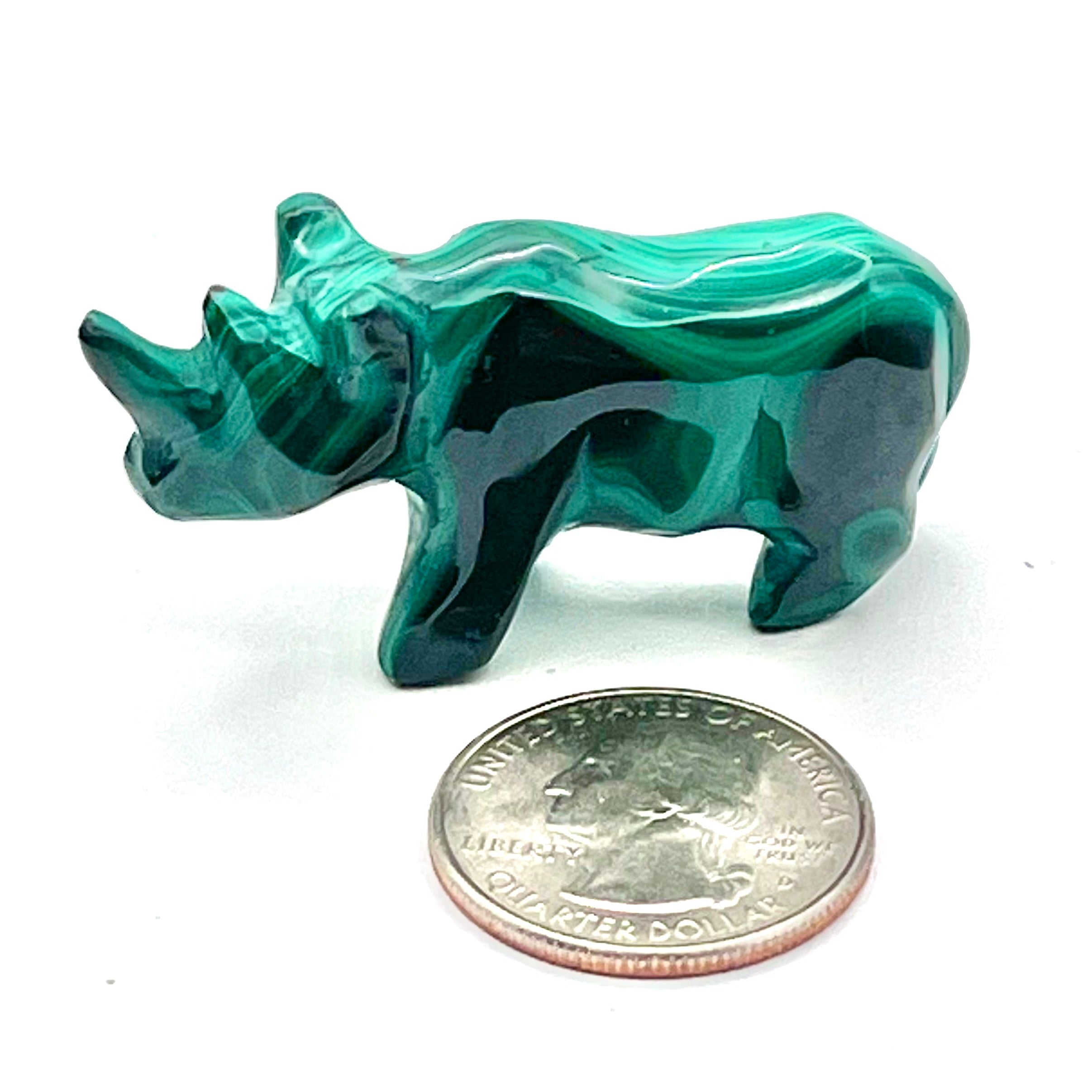 Malachite Animal Carving- Rhino
