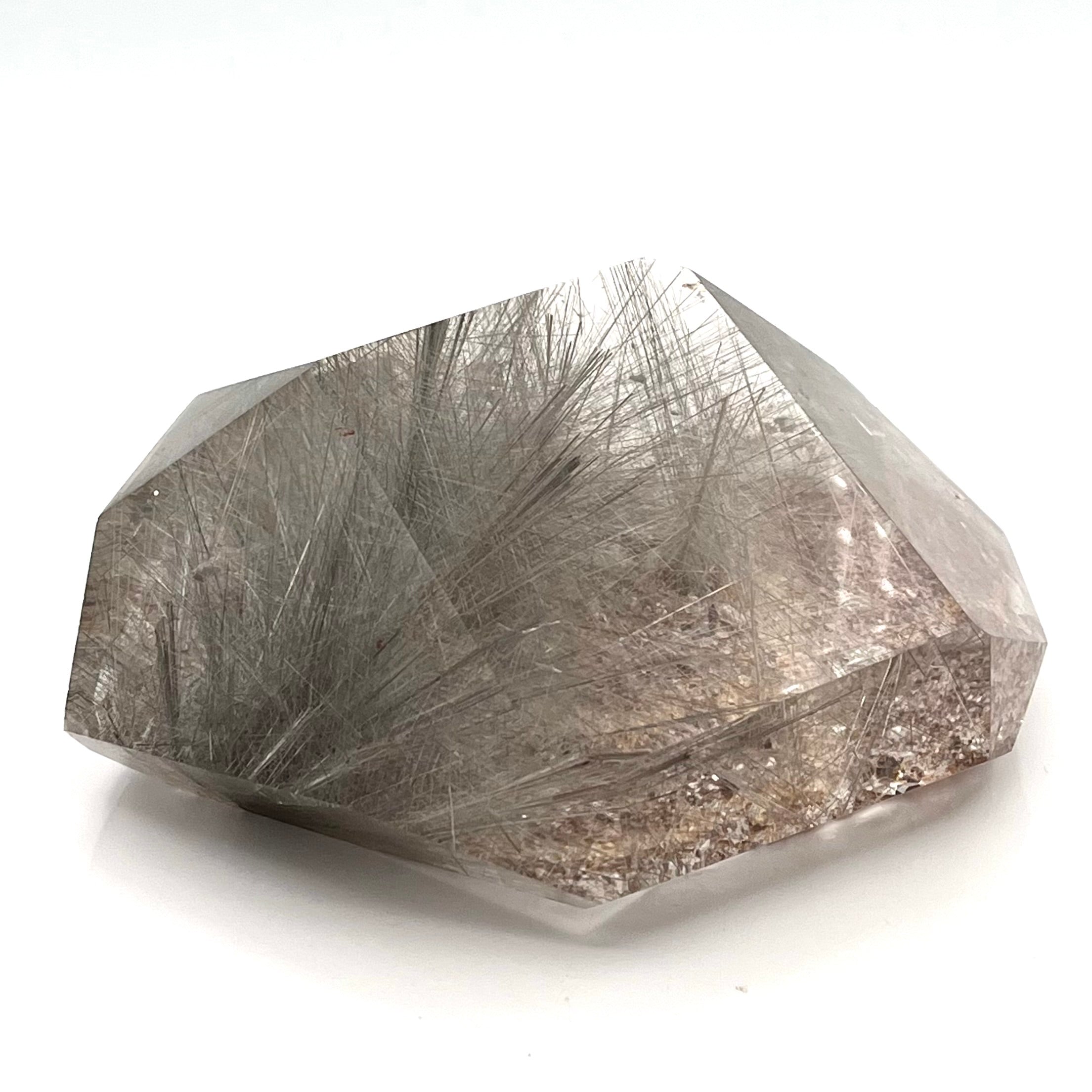 Stunning Silver Rutilated Smoky Quartz- Double Terminated- 1 Raw Side