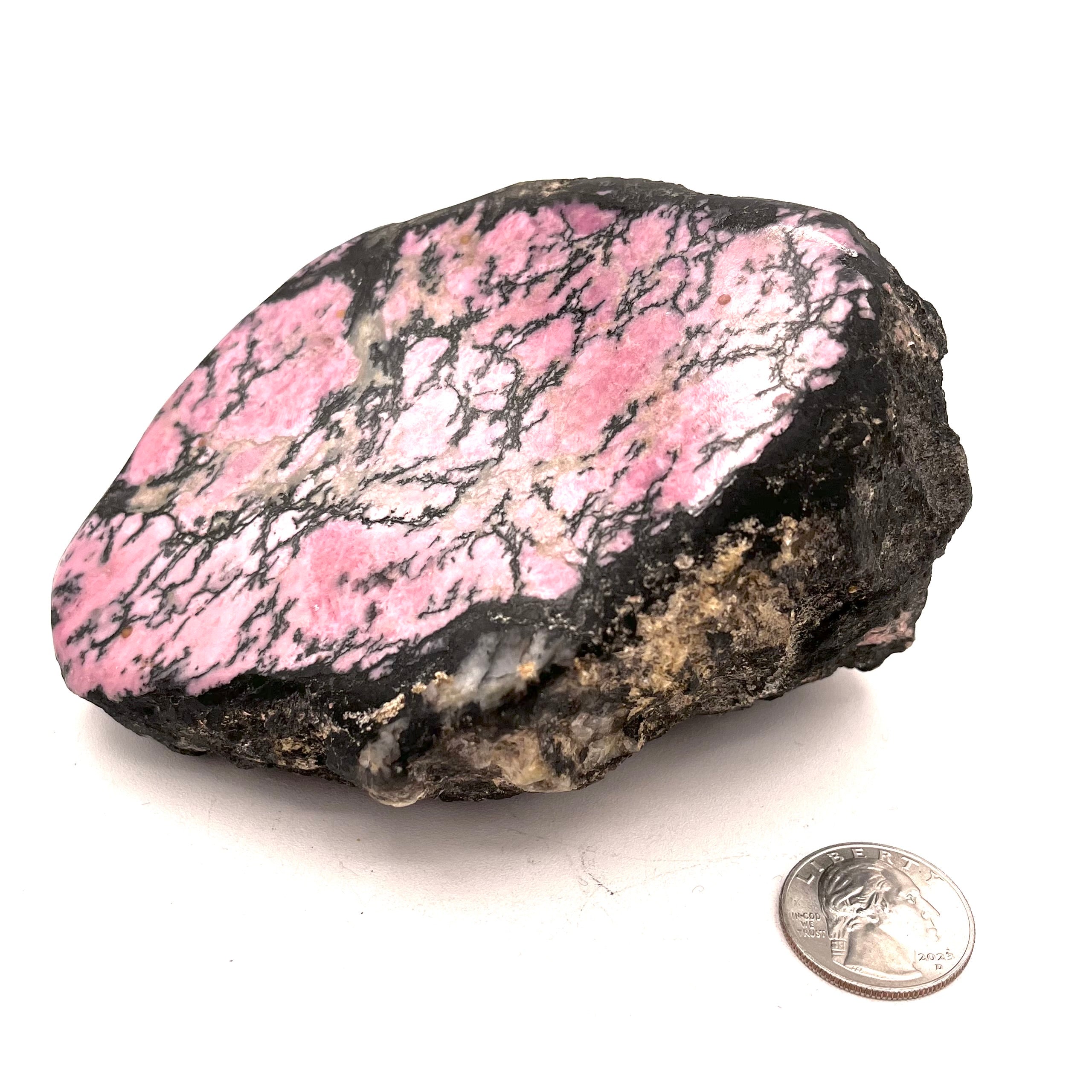 Raw Rhodonite/ Polished Face