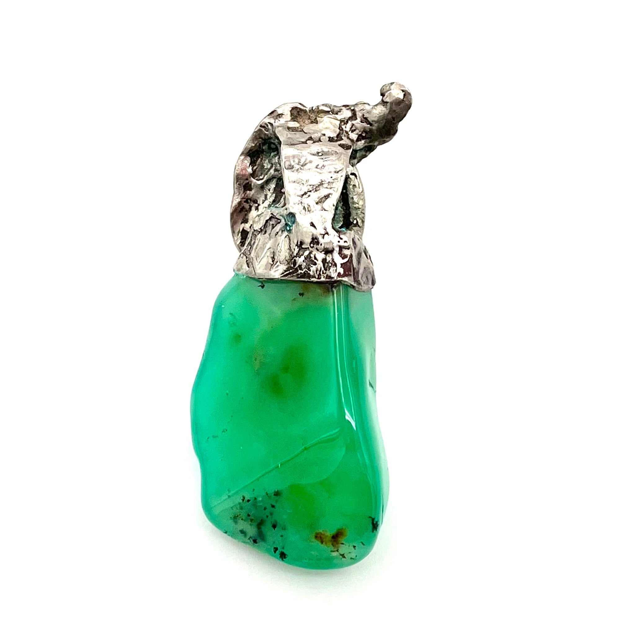Hematite Golden Rutile Quartz, Chrysoprase& Silver Pendant- Joel Glick Exclusive Collection- #33