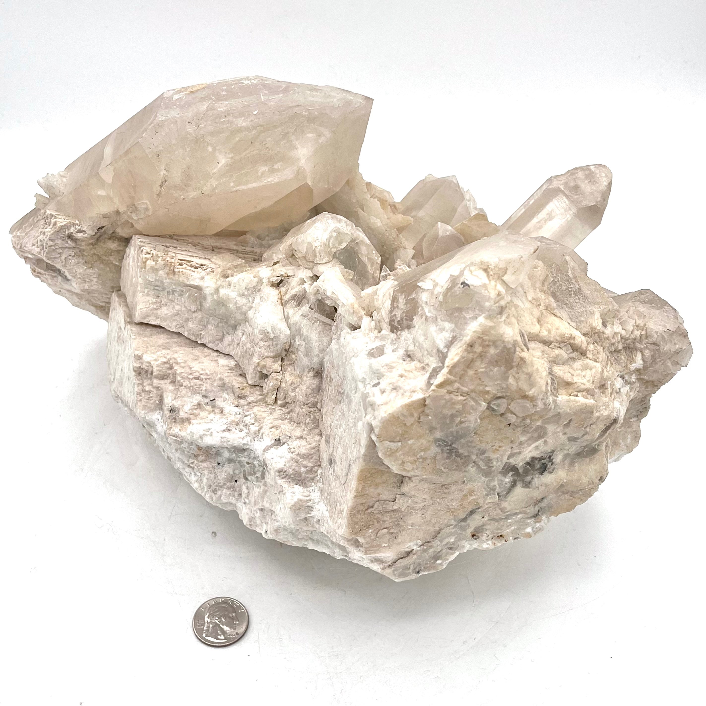 Beautiful Quartzcite Cluster, Angel Wing Formation Selenite in Feldspar/ Potassium Matrix