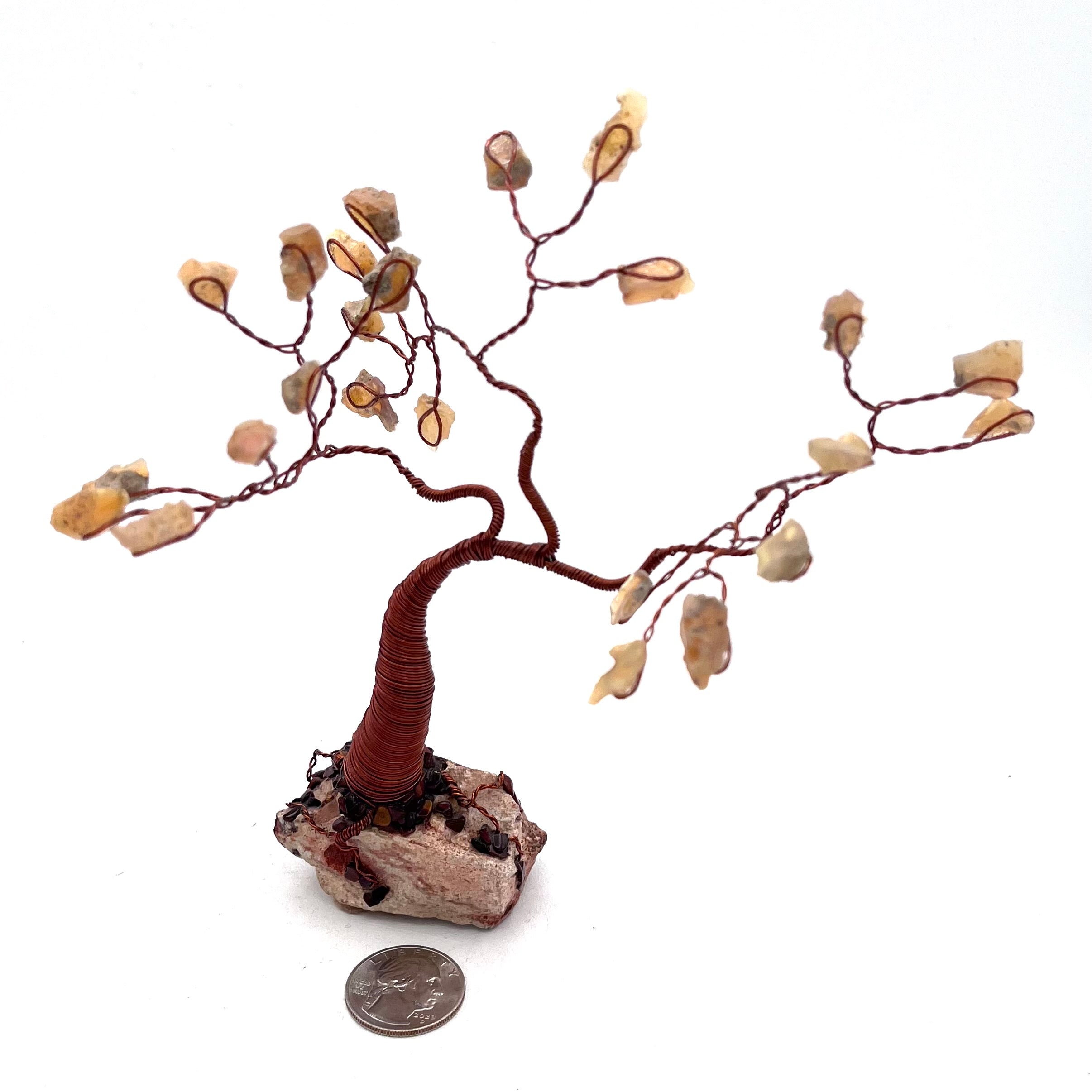Opal Tree- Opal Base& Leaves, Copper Trunk