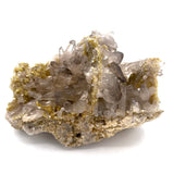 Beautiful Golden Barite w/ Mica, Unique Formation & Growth w/ Slight Smoky Quartz Point on Feldspar/ Potassium Matrix