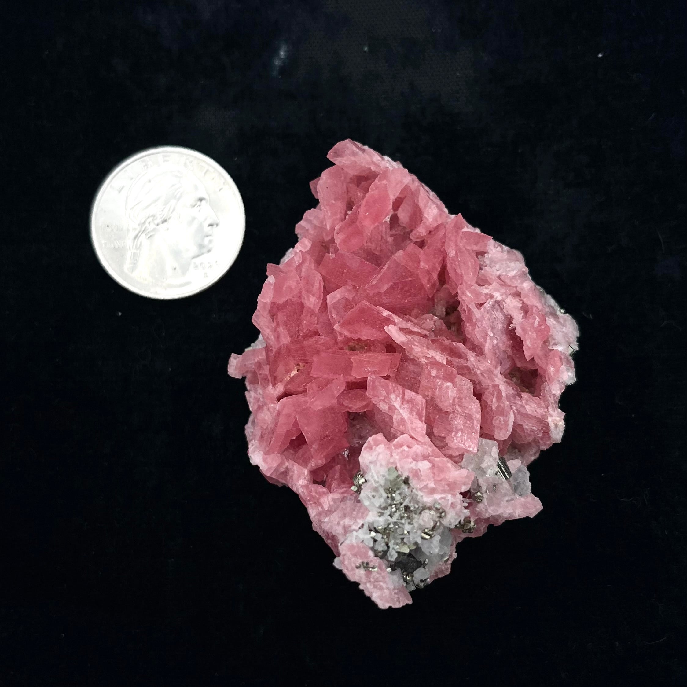 Exquisite Crystalized Rhodochrosite with Pyrite