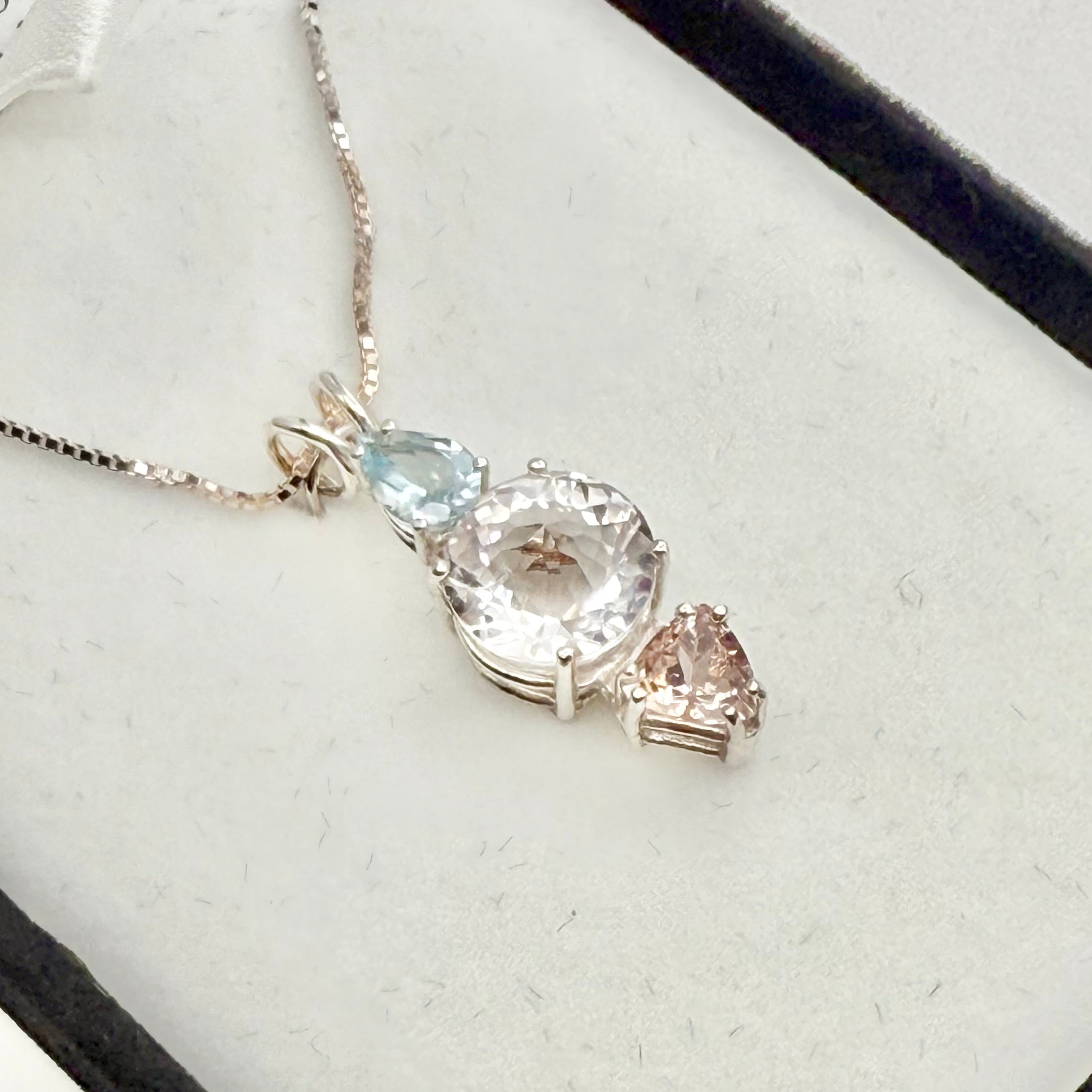 Aquamarine, Danburite Mini Radiant Heart & Morganite Necklace- Paul Jensen Signature Collection