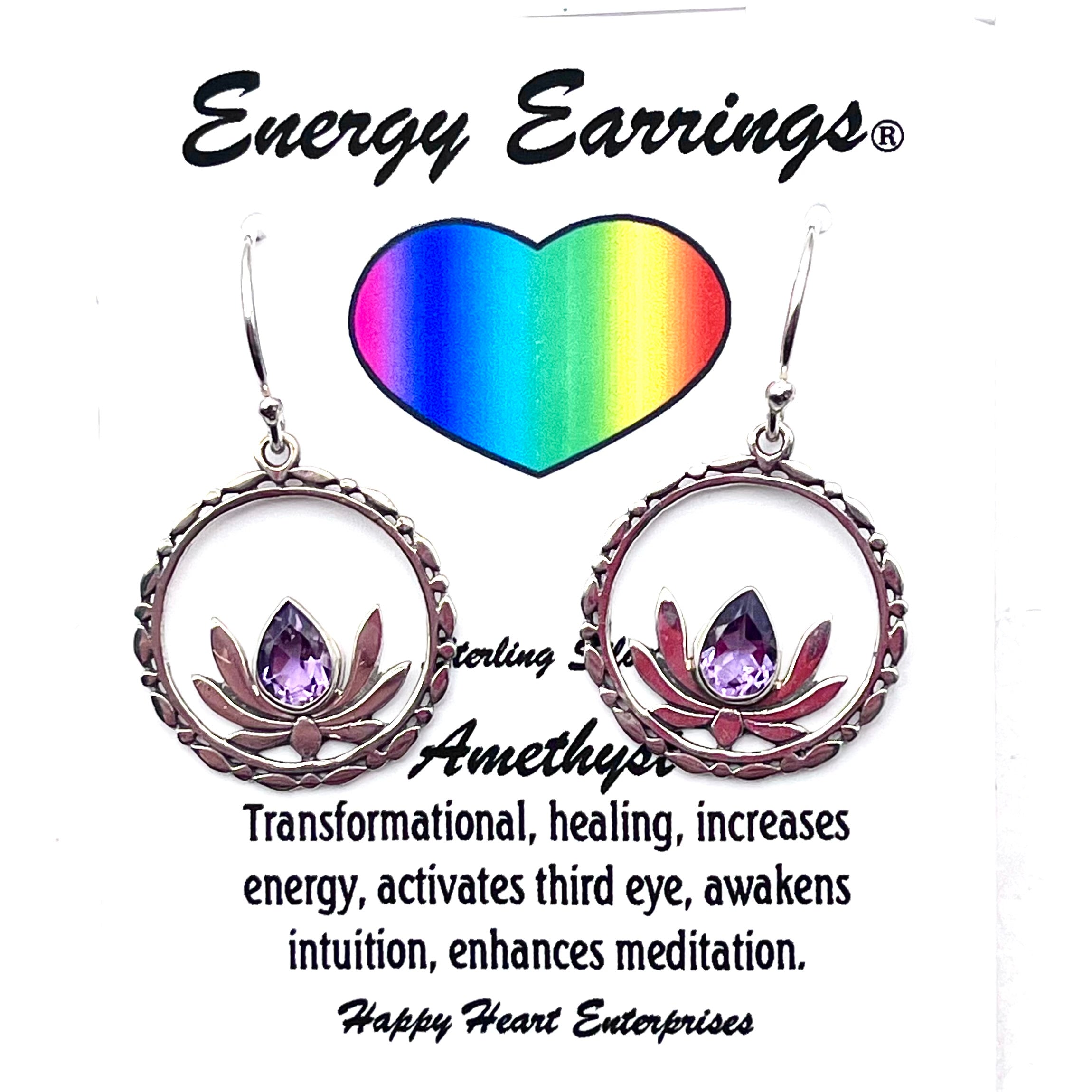 Amethyst Lotus Flower Energy Earrings