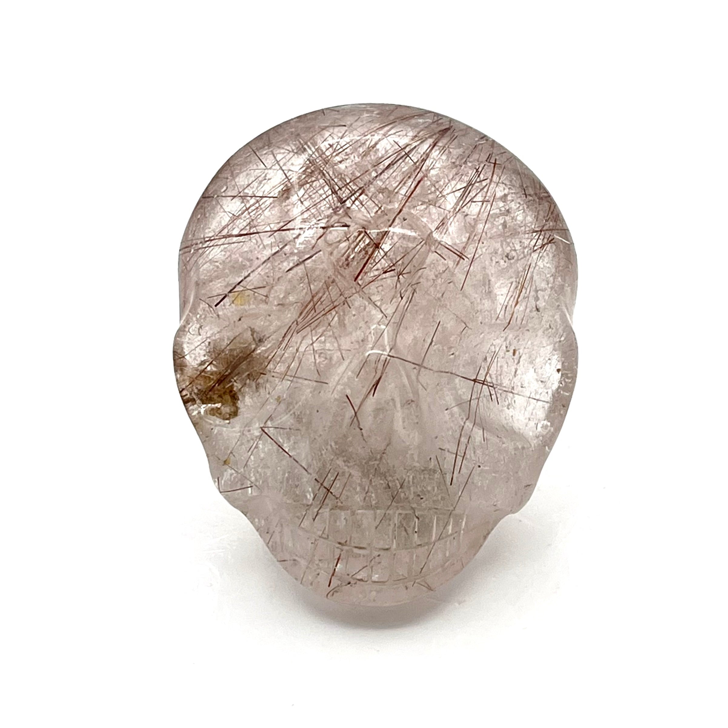 Golden Rutile Quartz Skull Palmstone