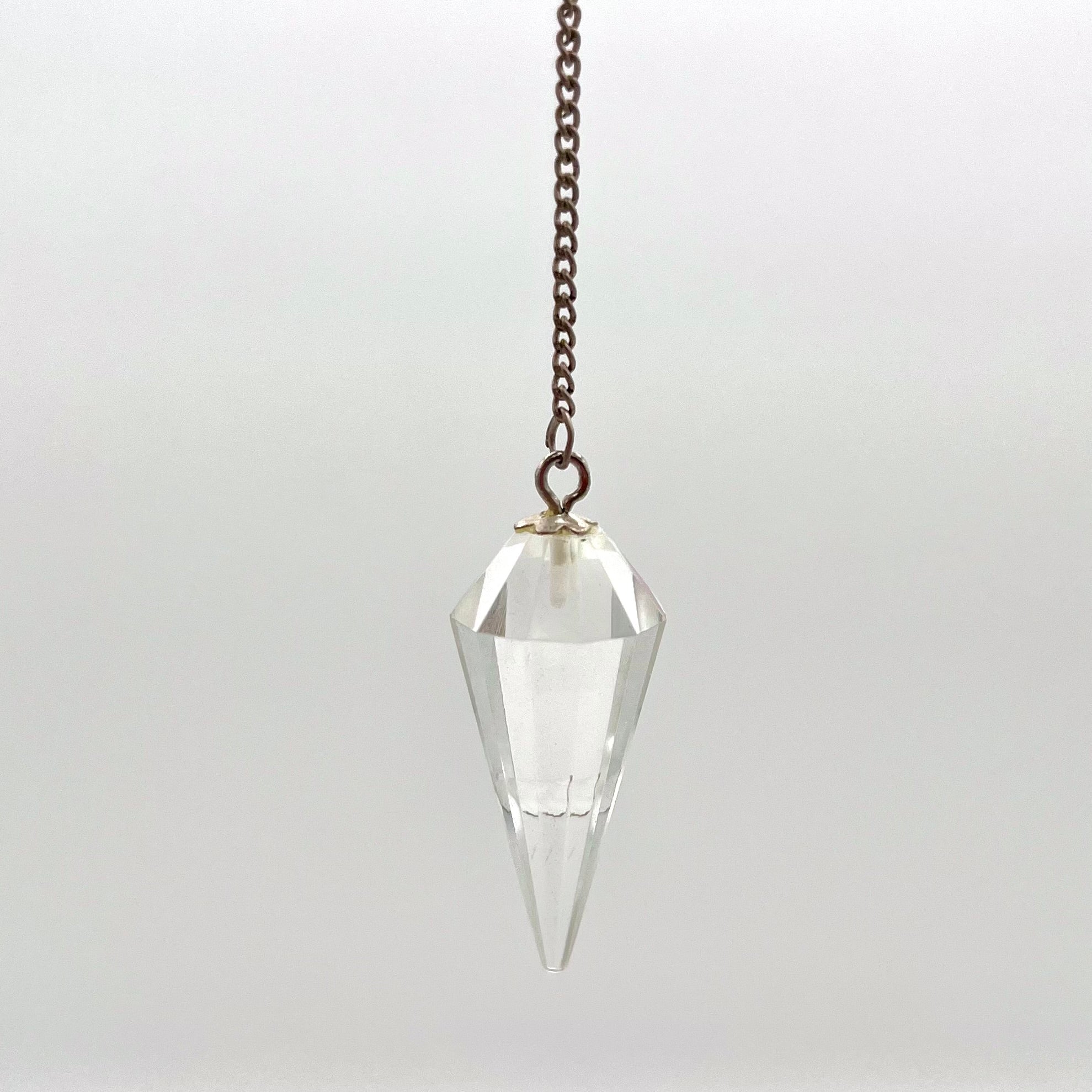 Faceted Clear Quartz Point Pendulum