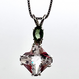 Danburite Mini Magician Stone w Oval Cut Moldavite Necklace- Paul Jensen Signature Collection